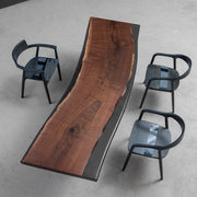 KAZANA HOME Live Edge Black Walnut Epoxy Dining Table 31.89"Wx105.90"L